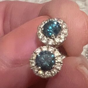 blue halo diamond stud earrings lab grown